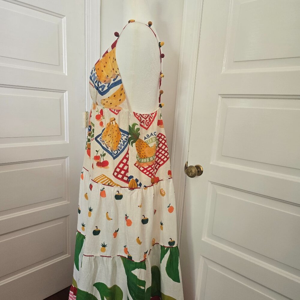 NWT Farm Rio Mixed Picnic Vibrant & Sexy Low Cut Summer Maxi Dress Size L - Picture 11 of 16